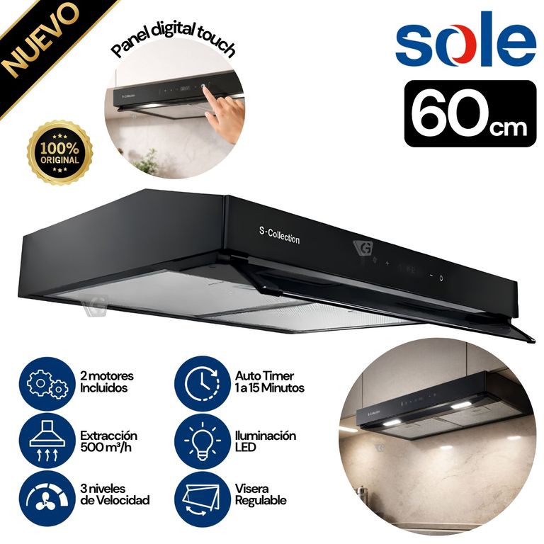 Campana Extractora Slim Black Touch Free S-Collection 60cm TURE18C0V2