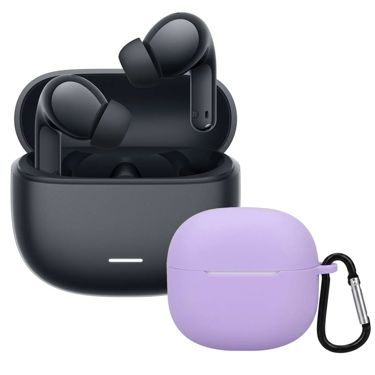 Audífonos Redmi Buds 8 Lite Negro + Case Protector Lila