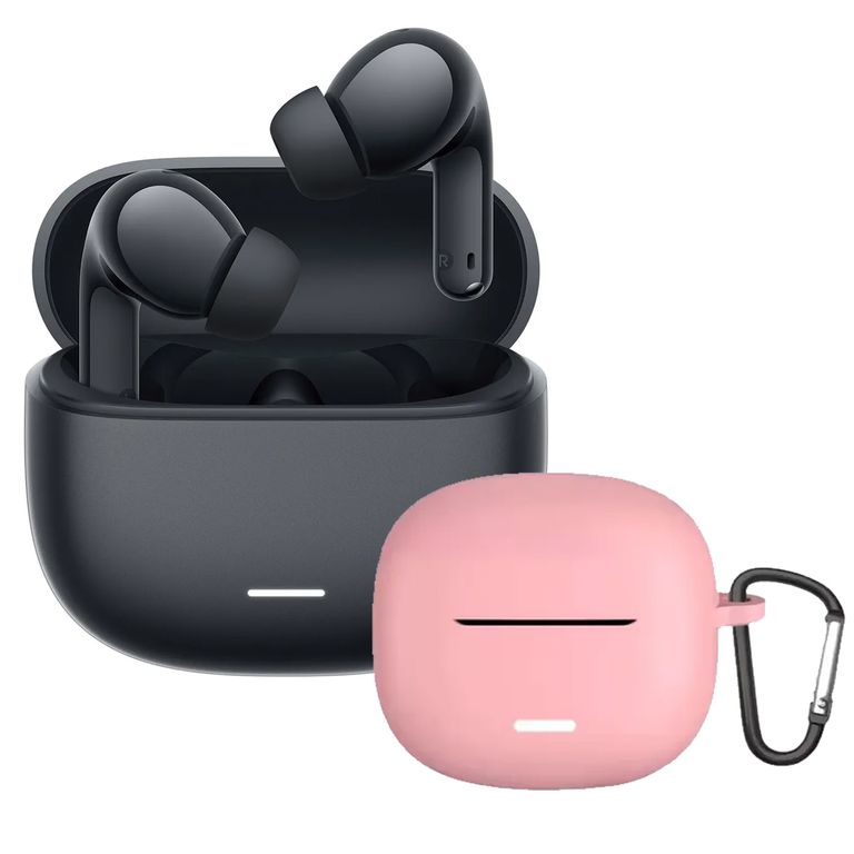 Audífonos Redmi Buds 8 Lite Negro + Case Protector Rosa