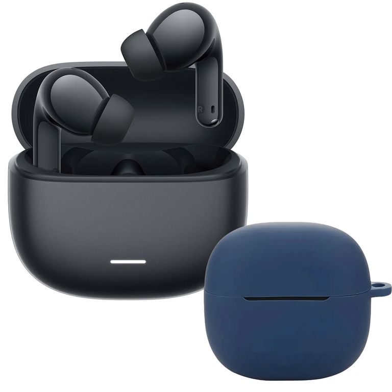 Audífonos Redmi Buds 8 Lite Negro + Case Protector Azul