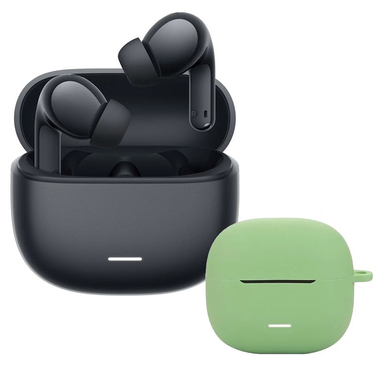 Audífonos Redmi Buds 8 Lite Negro + Case Protector Verde