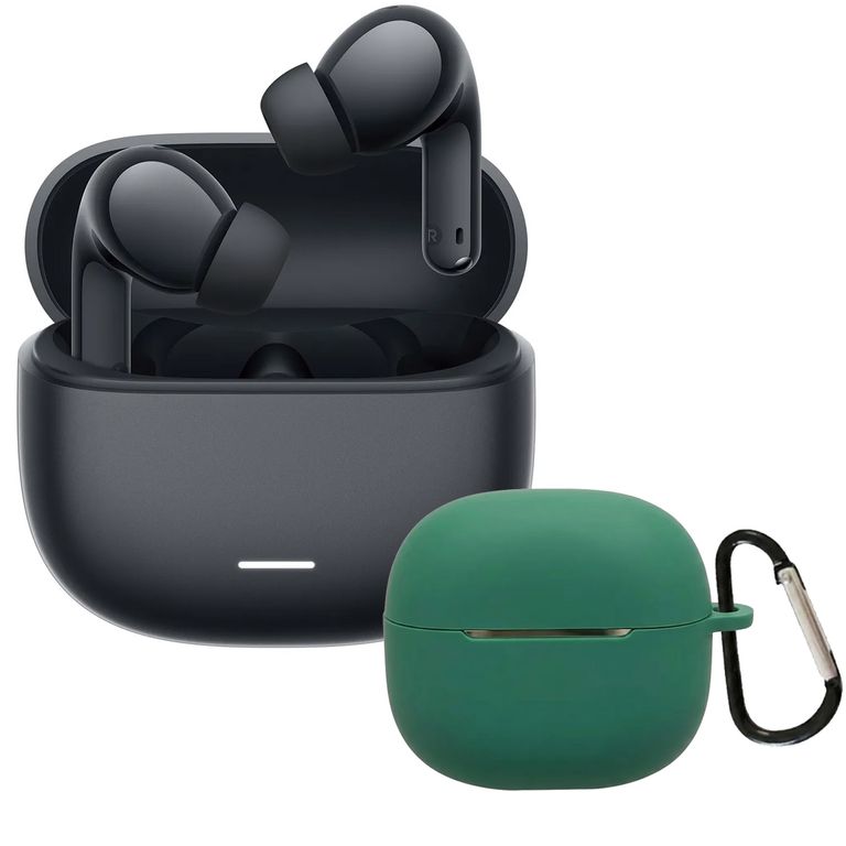 Audífonos Redmi Buds 8 Lite Negro + Case Protector Verde Militar