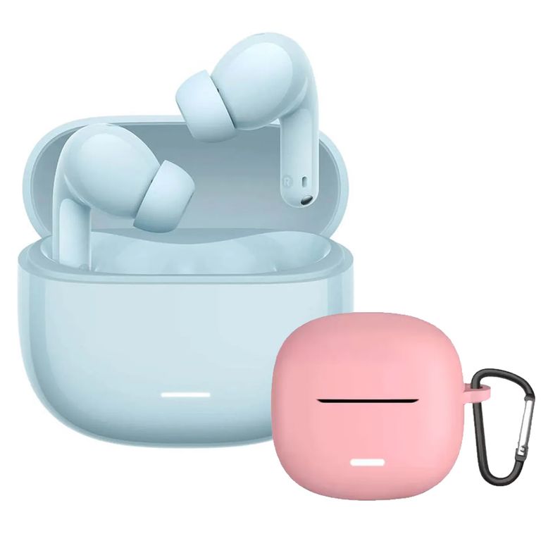 Audífonos Redmi Buds 8 Lite Azul + Case Protector Rosa