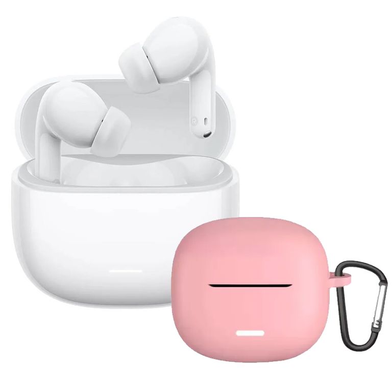 Audífonos Redmi Buds 8 Lite Blanco + Case Protector Rosa