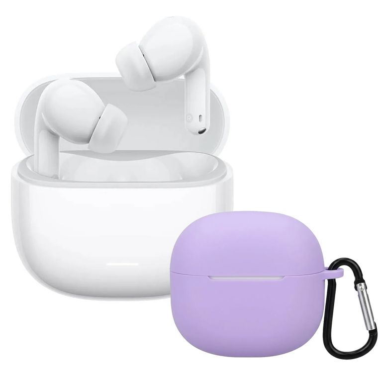 Audífonos Redmi Buds 8 Lite Blanco + Case Protector Lila