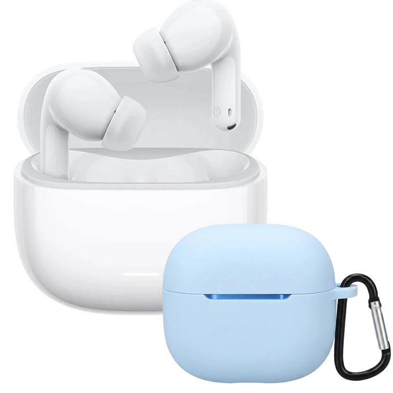 Audífonos Redmi Buds 8 Lite Blanco + Case Protector Celeste