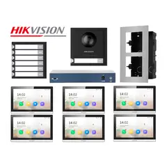 Hikvision - Frente de Videoportero DS-KD8003 Cámara ojo pez 2MP Botón Llamada 6 Pantallas