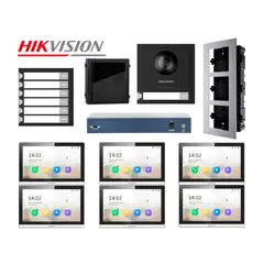 Hikvision - Frente de Videoportero DS-KD8003 Cámara 2MP Botón Llamada 6 Pantallas Lector