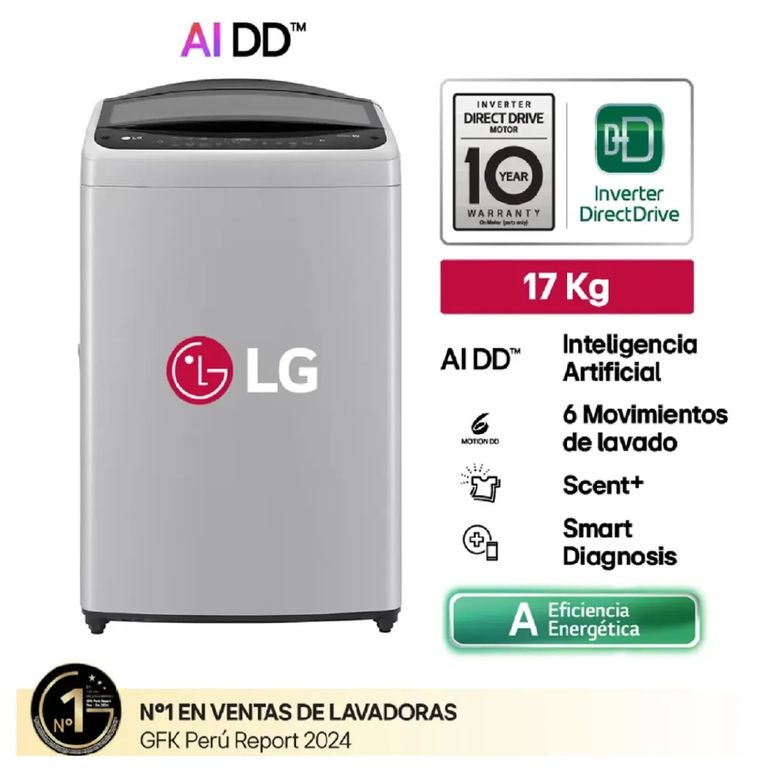 LAVADORA WT17DV6T CARGA SUPERIOR 17 KG AI DD INTELIGENCIA ARTIFICIAL - GRIS