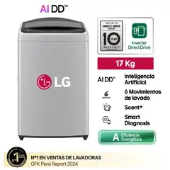 LG - LAVADORA WT17DV6T CARGA SUPERIOR 17 KG AI DD INTELIGENCIA ARTIFICIAL - GRIS