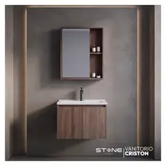 STONE - VANITORIO MINIMALISTA CRISTON MARRON MADERADO