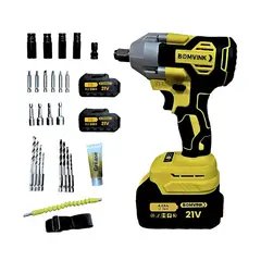 GENERICO - Llave de Impacto Inalámbrica 21V 600Nm Brushless + 2 Baterías 4.0Ah + Kit Completo