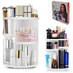 GENERICO - Organizador de maquillaje giratorio plastico - Blanco