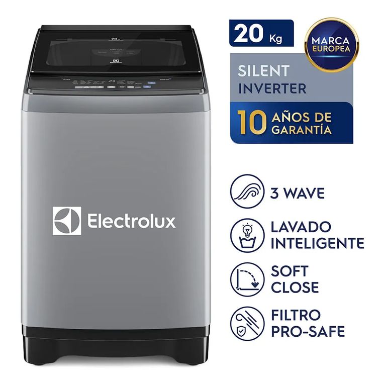 Lavadora Carga Superior 20 kg Silent Inverter Gris EWIJ20F2XSYG