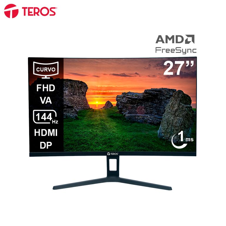 Monitor GAMER Teros TE-2734S 27 FREESYNC Curvo 144Hz 1MS FULL HD HDMI DP