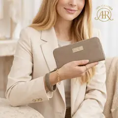 ADELLE RIGAU - BILLETERA WRISTLET BEIGE TAUPE EN ESTAMPADO VIBORA-MUJER