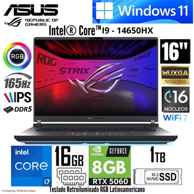 Laptop Gamer ROG STRIX G16 G615JMR-AS74 GAMING Core™ i7-14650HX 1TB SSD 16GB 16