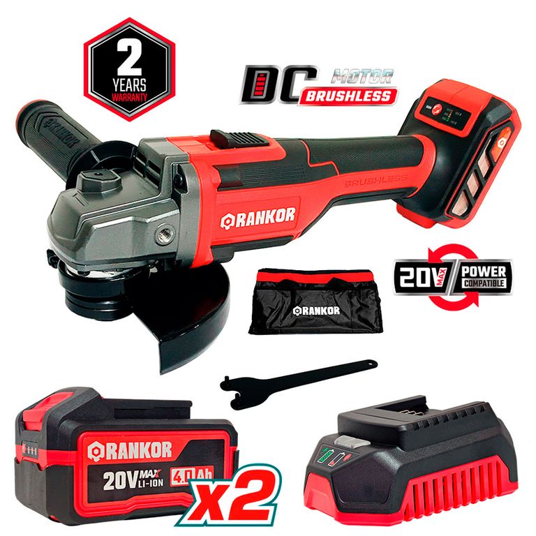 Amoladora Inalámbrica 5″ RLAG20201 20V 2Bat X 4Ah Brushless