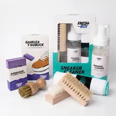FRESH BOY - PACK KIT GAMUZA + KIT PREMIUM Para Limpieza de Zapatillas y zapatos