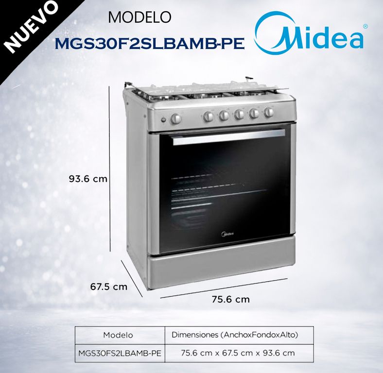 MGS30FS2LBAMB-PE - Cocina De Pie 1 Horno 5 Hornillas, Parrillas Hierro Fundido, Silver, 30"