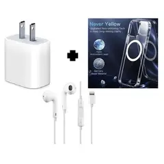 SMART - PACK Cargador 20W + Audifono Lightning + Case Magnetico para iphone 14