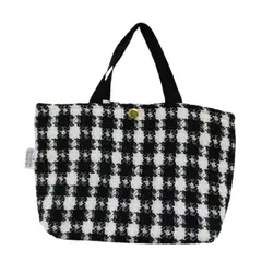 GENERICO - Minicartera de tela tweet de cuadros blanco y negro - confección artesanal