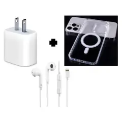 SMART - PACK Cargador 20W + Audifono Lightning + Case Magnetico 13 PRO MAX