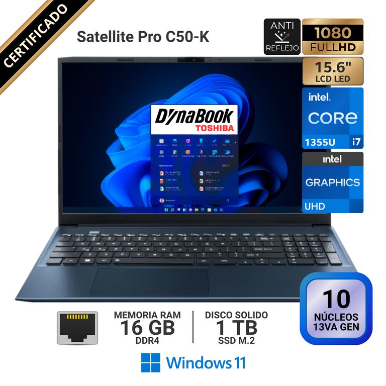 Laptop Dynabook(Toshiba) Satellite Pro C50-K 15.6" FHD IPS, Core i7 1355U, RAM 16GB, SSD 1TB, Win 11