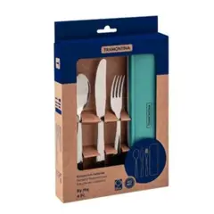 TRAMONTINA - Set De Cubiertos x 4 Pzas Acero Inoxidable Con Estuche