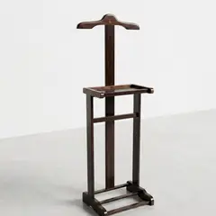 START FG - Perchero de Terno para Caballero Valet de Madera Marrón Organizador de Ropa, Trajes y Accesorios