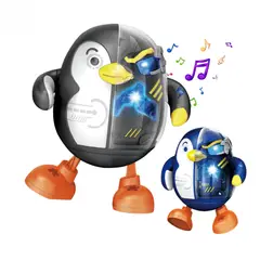 TOYS MASTER - Pingüino Interactivo Giratorio 360° Luces y Sonido