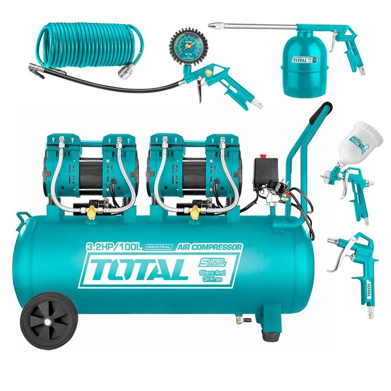 Compresora de Aire Silenciosa 100 Litros + Kit compresora 5pcs