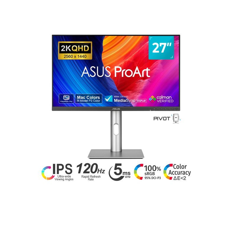 MONITOR PROART 27" PA278QGV GEN 2 IPS 2K QHD120HZ 5ms PIVOT DP HDMI Parlante Integrado