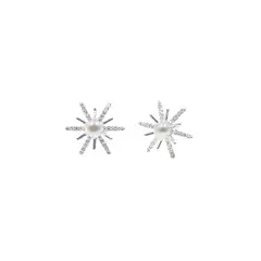 BALIQ - Aretes Perla Flor Bella Plata 925
