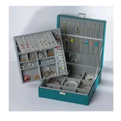 GENERICO - CAJA DE JOYERIA GRANDE DE DOBLE CAPA VERDE