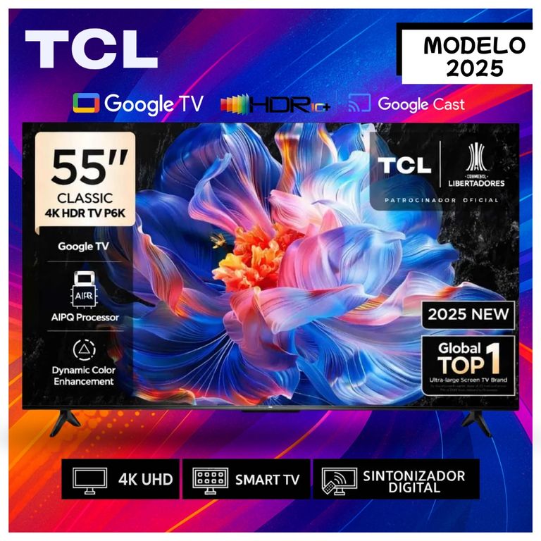 Televisor 55" Pulg. UHD 4K Google TV 55P6K Smart TV - Negro