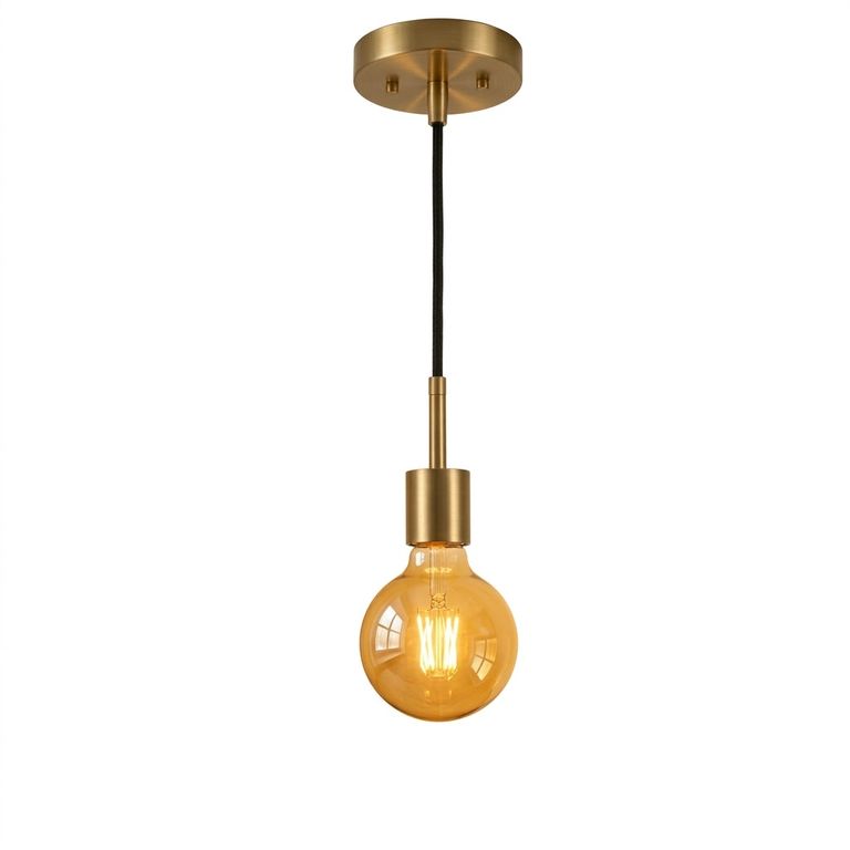 Set Lámpara Colgante Vintage Oro Canopla D12cm 1.2 Metros Largo + Foco LED Bola G95 8W Luz Cálida