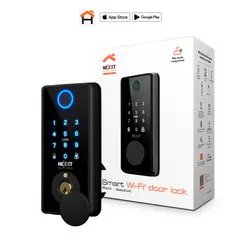 Nexxt Solutions - CERRADURA INTELIGENTE WIFI NEXXT CON ACCESO DE HUELLA, CLAVE, TARJETA O LLAVE. COLOR NEGRO
