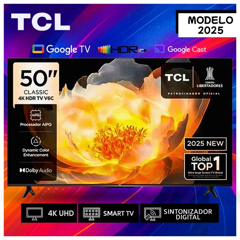 Televisor LED 50" Pulg. UHD 4K Google TV 50V6C Smart TV - Negro