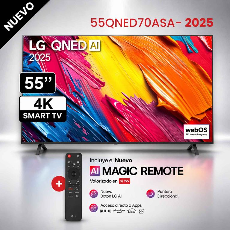 Televisor 55" 55QNED70ASA 2025 QNED 4K webOS Negro