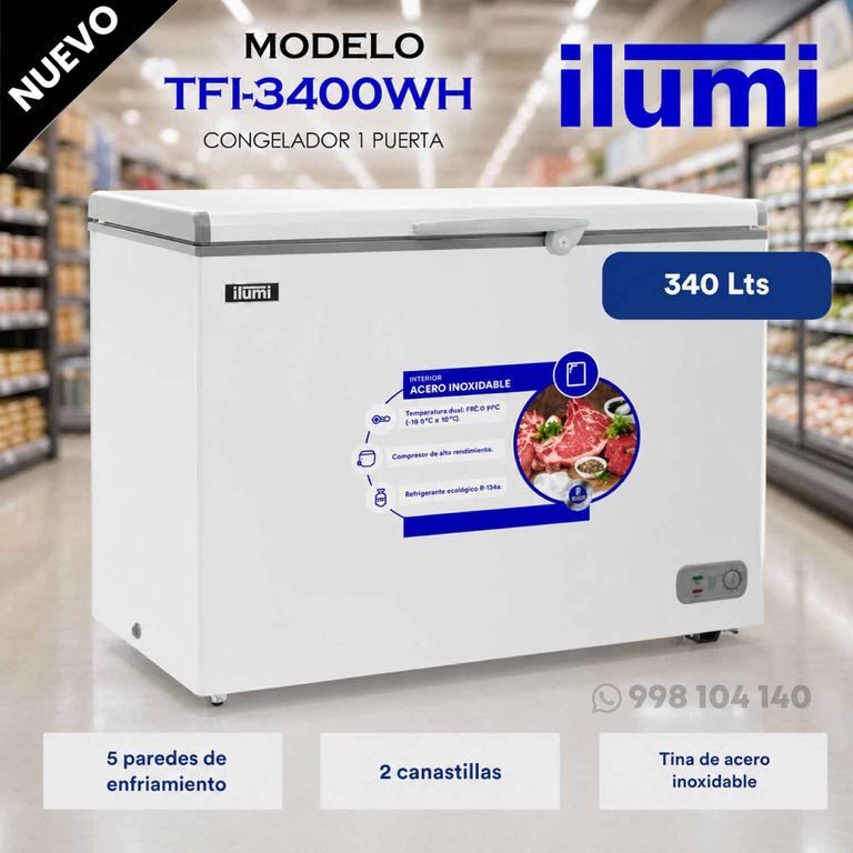 TFI-3400WH - Congelador Horizontal Con Tina De Acero Inoxidable 340Lt Blanco