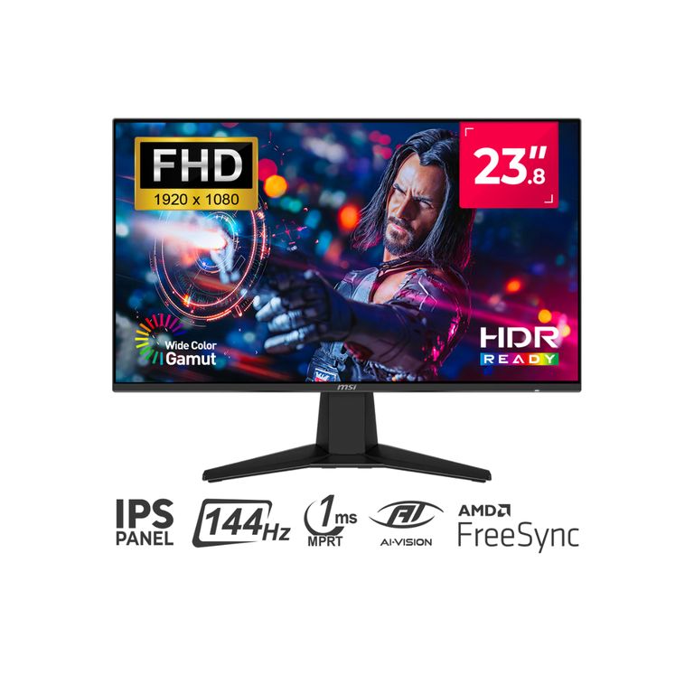 MONITOR PLANO G242L E14 23.8" FHD IPS 1920 x 1080 HDMI DP 144 Hz 1Ms, Color Negro