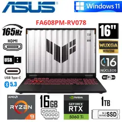 ASUS - Laptop Gaming TUF Gaming A16 16" WUXGA Ryzen 9 8940HX 16GB RAM 1TB SSD RTX 5060 8GB