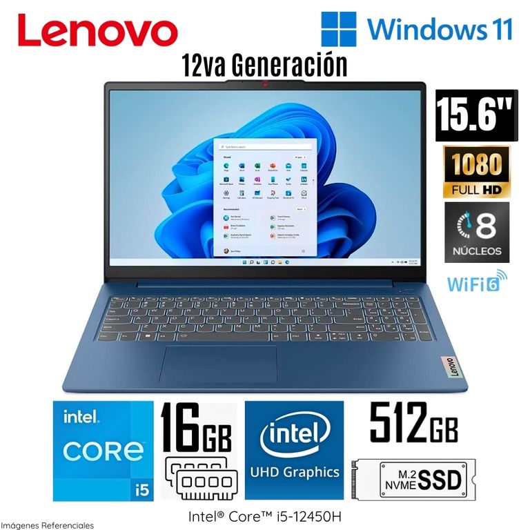 Laptop IdeaPad Slim 3 15IAH8 Intel Core i5-12450H 16GB RAM 512GB SSD 15.6" FHD - ABYSS BLUE