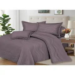 INDEMA - Juego de Sábanas 100% Suave Algodón 2Plazas 4 Piezas 2000 Hilos Olas Ciruela