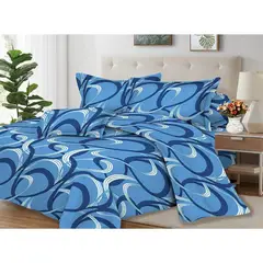 INDEMA - Juego de Sábanas 100% Suave Algodón 2Plazas 4 Piezas 2000 Hilos Rayas Oceano Azul