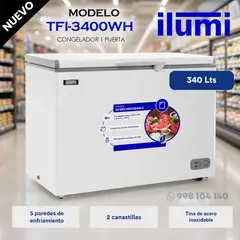 Ilumi - TFI-3400WH - Congelador Horizontal Con Tina De Acero Inoxidable 340Lt Blanco