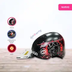 OLLIE - Casco Protector con Diseño y Luces para Niños «VELOX» BlackRed