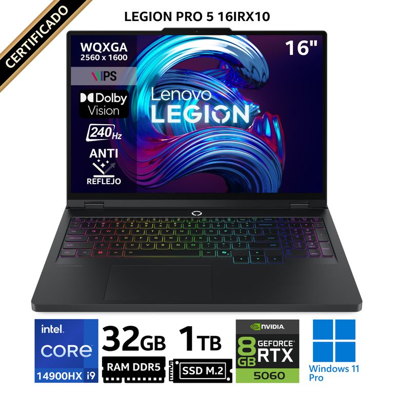 Laptop LEGION PRO 5 16IRX10 16” WQXGA, Core i9 14900HX, RAM 32 GB, SSD 1 TB, RTX 5060, Win 11