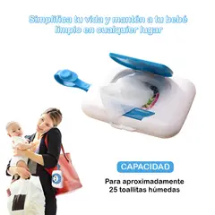 Baby - Estuche Porta Toallitas Húmedas Bebé AZUL - Portátil y Reutilizable